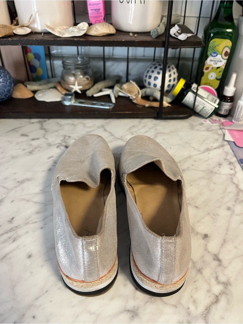 Silver/gold Slip-On Crown Vintage Espadrille Loafers Womens 8 - Picture 4 of 7